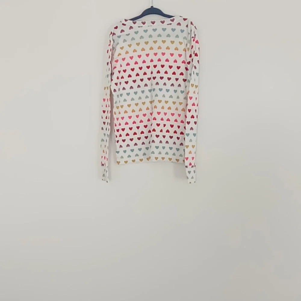 Gap Kids Organic Cotton Pajama Top‎ Valentine's Rainbow Hearts Girls Size 10